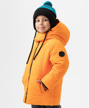 Куртка зимняя оранжевая с капюшоном и манжетами