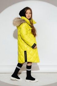 Пальто для девочки GnK ЗС-919 (желт-зел) Женский Желтый,Зеленый - превью-фото №2