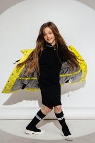 Пальто для девочки GnK ЗС-919 (желт-зел) Женский Желтый,Зеленый - превью-фото №5