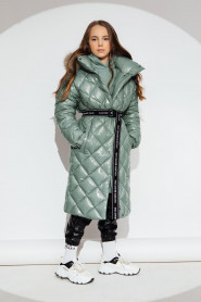 Пальто для девочки GnK ЗС-923 (мор.волн) Женский Светло-зеленый - превью-фото №2