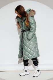 Пальто для девочки GnK ЗС-923 (мор.волн) Женский Светло-зеленый - превью-фото №4
