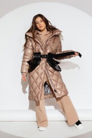 Пальто для девочки GnK ЗС-923 (кофейн) Женский Светло-коричневый - превью-фото №1