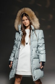 Зимнее пальто GnK 962 тум Женский Светло-серый - превью-фото №1