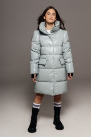 Зимнее пальто GnK 962 тум Женский Светло-серый - превью-фото №2