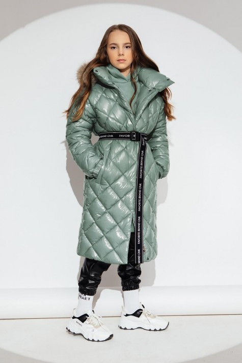 Пальто для девочки GnK ЗС-923 (мор.волн) Женский Светло-зеленый - фото №2