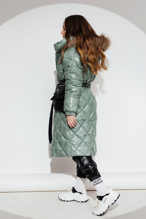 Пальто для девочки GnK ЗС-923 (мор.волн) Женский Светло-зеленый - фото №3