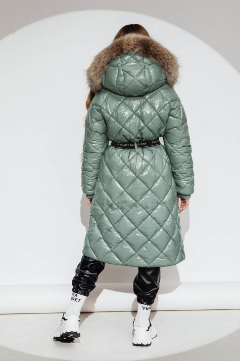Пальто для девочки GnK ЗС-923 (мор.волн) Женский Светло-зеленый - фото №5