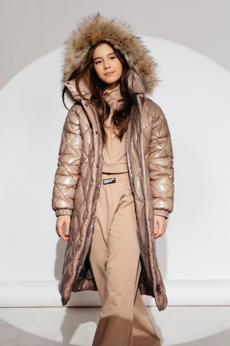 Пальто для девочки GnK ЗС-923 (кофейн) Женский Светло-коричневый - фото №5
