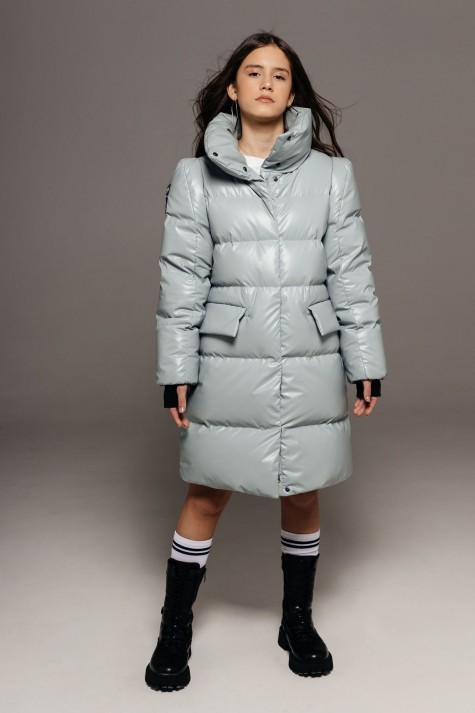 Зимнее пальто GnK 962 тум Женский Светло-серый - фото №2